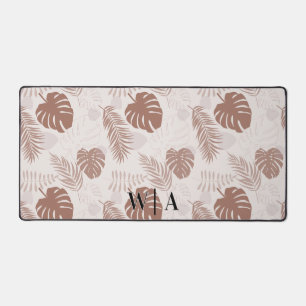Jungle Monstera Mocha Mousse Beige Preppy Monogram Schreibtischunterlage
