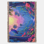 Jungle Moon Blue Parrot Paradise Decke (Vorderseite Vertikal)