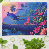 Jungle Moon Blue Parrot Paradise Geschirrtuch (Gefaltet)