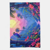 Jungle Moon Blue Parrot Paradise Geschirrtuch (Vertikal)