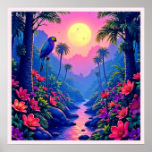 Jungle Moon Blue Parrot Paradise Poster (Vorne)