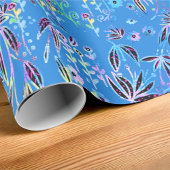 Jungle Muster Regenbogen Texturen auf blauem Hinte Geschenkpapier