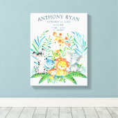 Jungle New Baby Keepake Birth Stats Leinwand (Insitu (Holzboden))