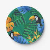 Jungle Palms, Ferns und Toucans Pappteller (Vorderseite)