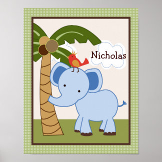 Jungle Pals Elephant Personalisiert Art Poster
