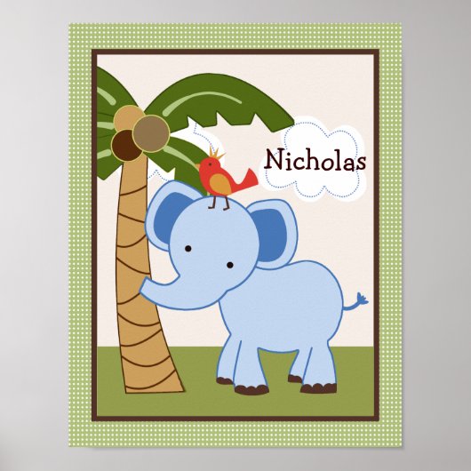 Jungle Pals Elephant Personalisiert Art Poster (Vorne)