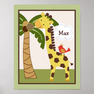Jungle Pals Giraffe Personalisiert Art Poster