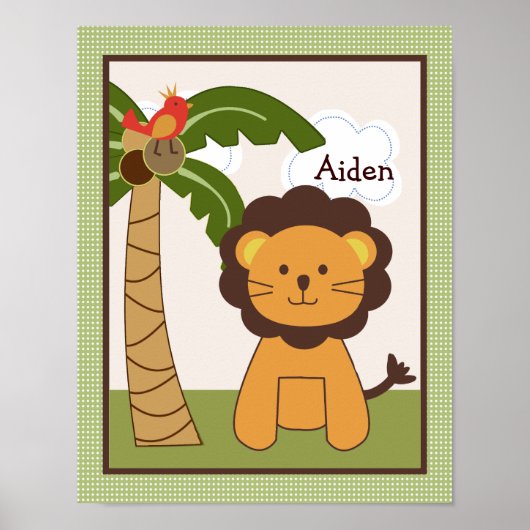 Jungle Pals Lion Personalisiert Art Poster (Vorne)