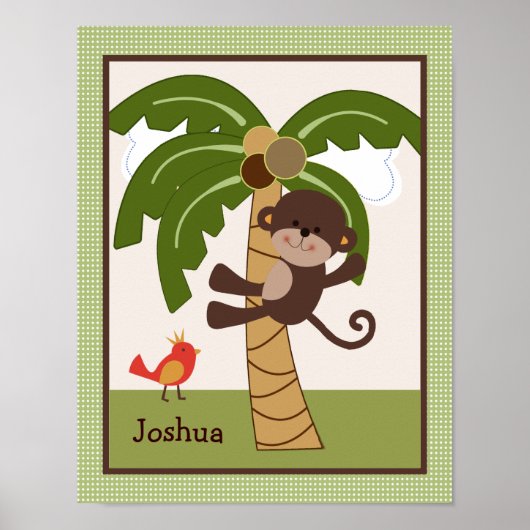 Jungle Pals Monkey Personalisiert Art Poster (Vorne)
