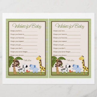 Jungle Pals/Safari "Wish for Baby"-Blatt