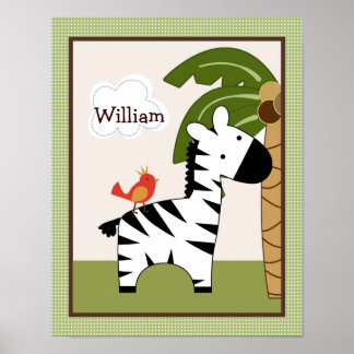 Jungle Pals Zebra Personalisiert Art Poster