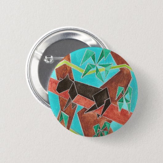 Jungle Panther Original Abstract Art Button (Vorne & Hinten)