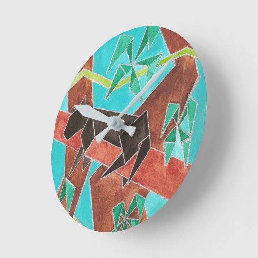 Jungle Panther Original Abstract Art Runde Wanduhr (Winkel)