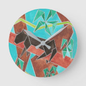 Jungle Panther Original Abstract Art Runde Wanduhr (Vorderseite)