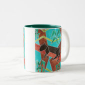 Jungle Panther Original Abstract Art Zweifarbige Tasse (VorderseiteRechts)