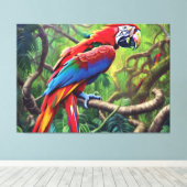 Jungle Parrot Canvas Print Leinwanddruck (Insitu (Holzboden))