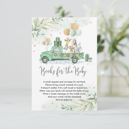 Jungle Party Animals Green Balloons Bücher für Bab Begleitkarte (Stehend Vorderseite)