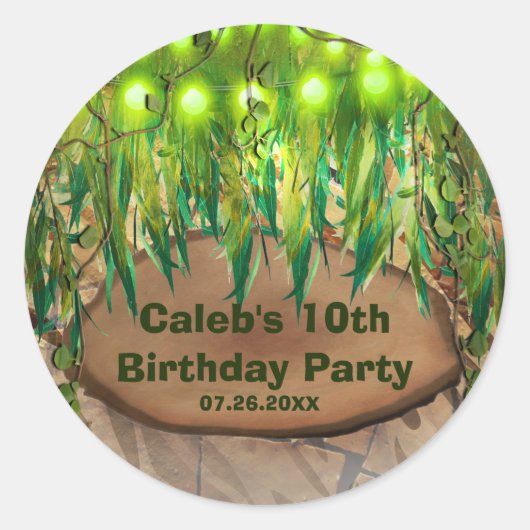 JUNGLE PARTY Blätter & Gastgeschenk für Tierdrucke Runder Aufkleber (Vorderseite)