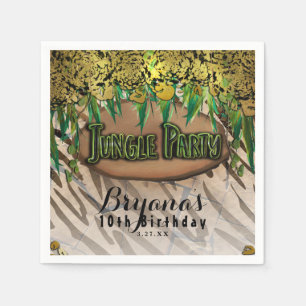 JUNGLE PARTY Gold Glam Animal Print Birthday Serviette