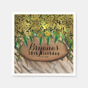 JUNGLE PARTY Gold Glam Animal Print Birthday Serviette