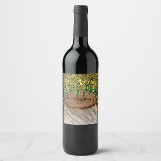 JUNGLE PARTY Gold Glam Animal Print Birthday Wine Weinetikett (Vorderseite)