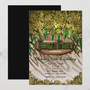 JUNGLE PARTY Gold Glam Animal Print Einladungen