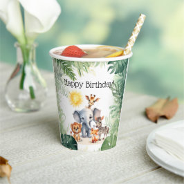 Jungle Party niedliche Tiere Kindergeburt Pappbecher