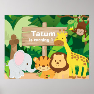 Jungle Party personalisiertes Hintergrundposter Poster