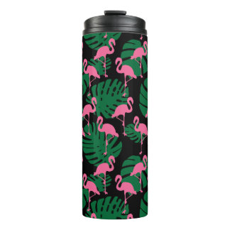 Jungle Pattern Flamingos Thermosbecher