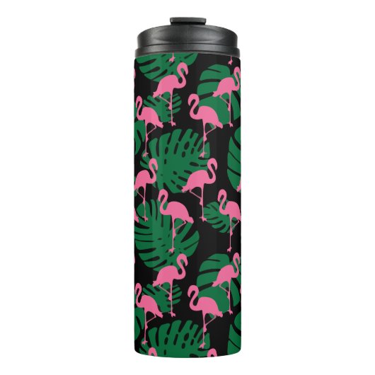 Jungle Pattern Flamingos Thermosbecher (Vorderseite)