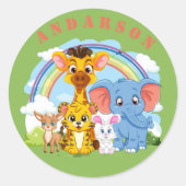 Jungle Personalisierter Name Runder Aufkleber (Vorderseite)