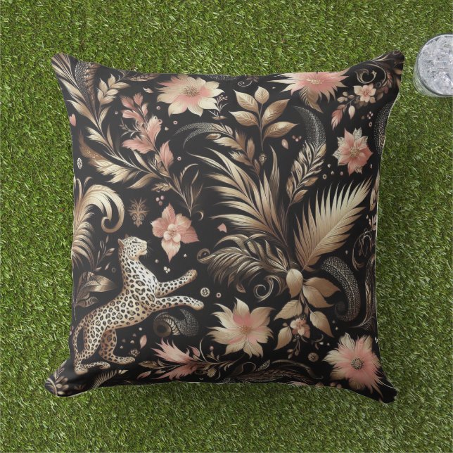 Jungle Pink and Black Leopard  Kissen (Gras)