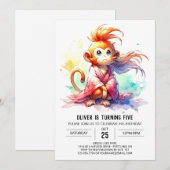 Jungle Printable Monkey Birthday Einladung (Vorne/Hinten)