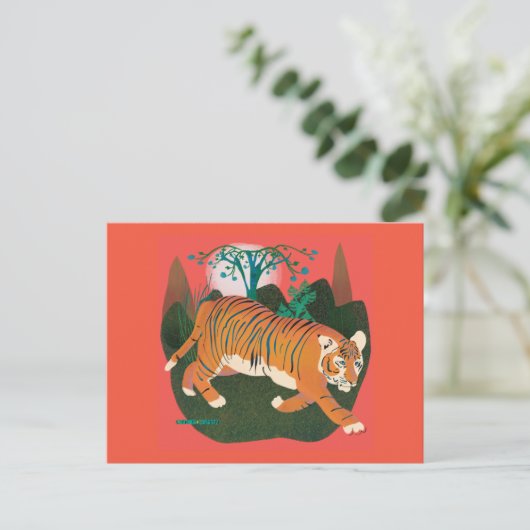Jungle prowling Tiger Gemälde Postkarte (Stehend Vorderseite)