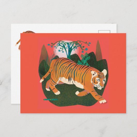 Jungle prowling Tiger Gemälde Postkarte (Vorne/Hinten)