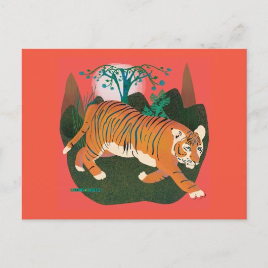 Jungle prowling Tiger Gemälde Postkarte (Vorderseite)