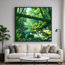 Jungle Ravine - Lebendiges Bild des Waldes Poster