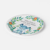 Jungle Rhino Baby Shower 7" Plättchen Pappteller (Schrägansicht)