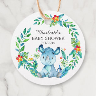 Jungle Rhino Baby Shower Favor Geschenk Tag Geschenkanhänger