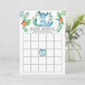Jungle Rhino BINGO Babydusche Spiel Einladung (Stehend Vorderseite)