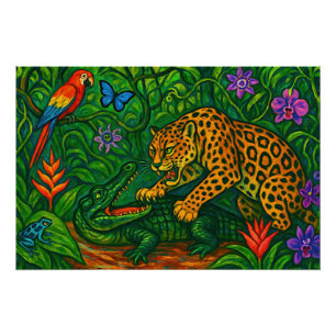 "Jungle Rivals" - Farbenfrohe Wildlife Portrait Poster