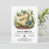 Jungle River Crocodile Birthday Einladung (Stehend Vorderseite)