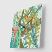 Jungle Roar - Cheetah Quadratische Wanduhr (Winkel)