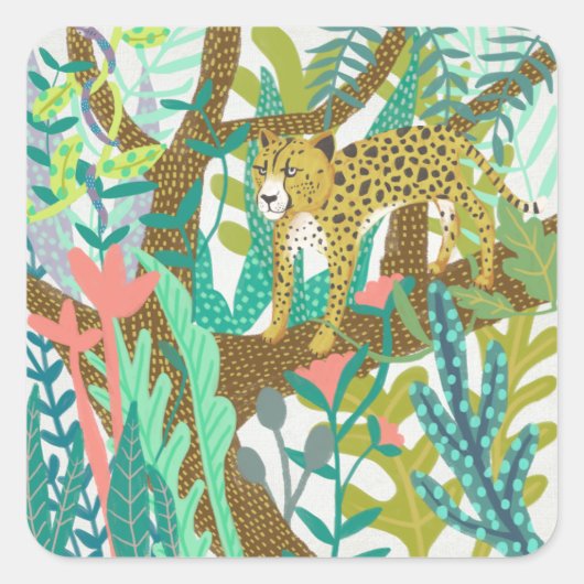 Jungle Roar - Cheetah Quadratischer Aufkleber (Vorderseite)
