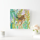 Jungle Roar - Tiger Quadratische Wanduhr (Zuhause)
