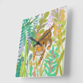 Jungle Roar - Tiger Quadratische Wanduhr (Winkel)