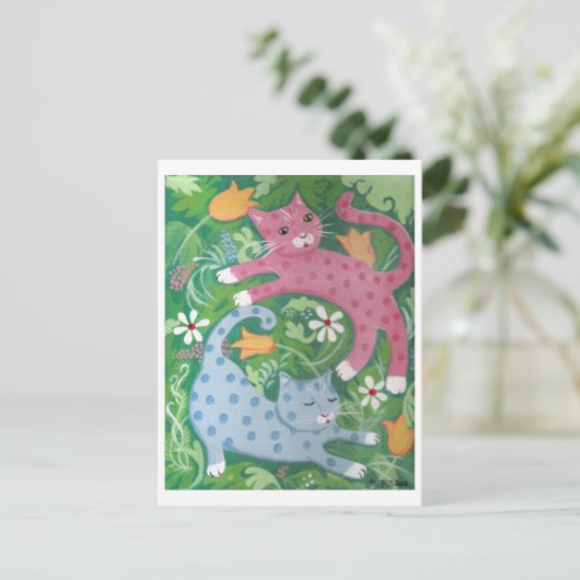 Jungle Romp - Folk Art Malerei Postkarte (Stehend Vorderseite)