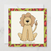 Jungle Rot, grüne Safari Kindergeburtstag Party Einladung (Rückseite)