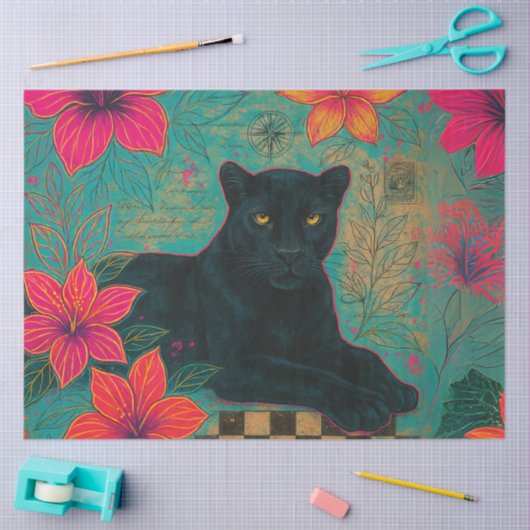 Jungle Royalty - Dekoupage - Tropical Panther Seidenpapier (Basteln)
