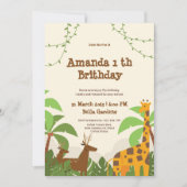 Jungle Safari 1. Geburtstag Einladung (Vorderseite)